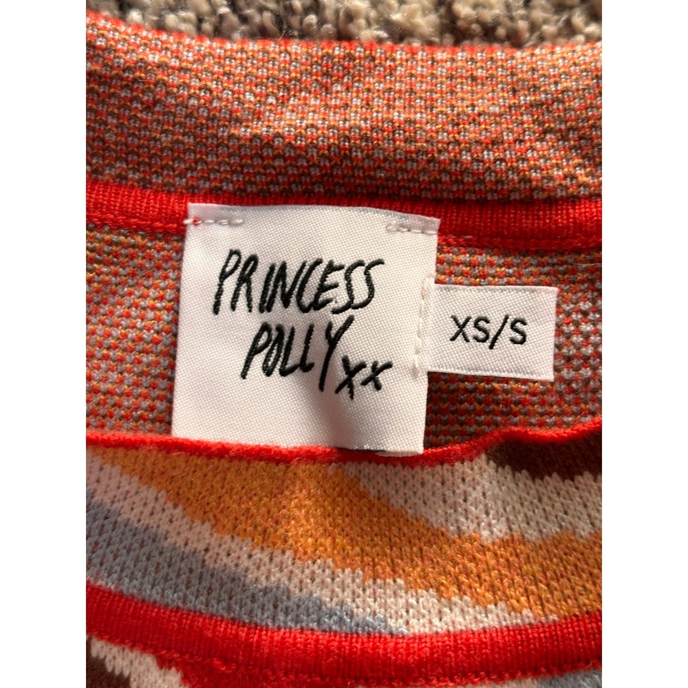 Princess Polly Mini Dress Women XS/S Multi Color Retro Wavy Knit Cutout Halter - Picture 8 of 11